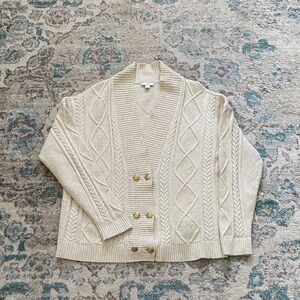 Cozy J Jill Cream Cable Knit Cardigan